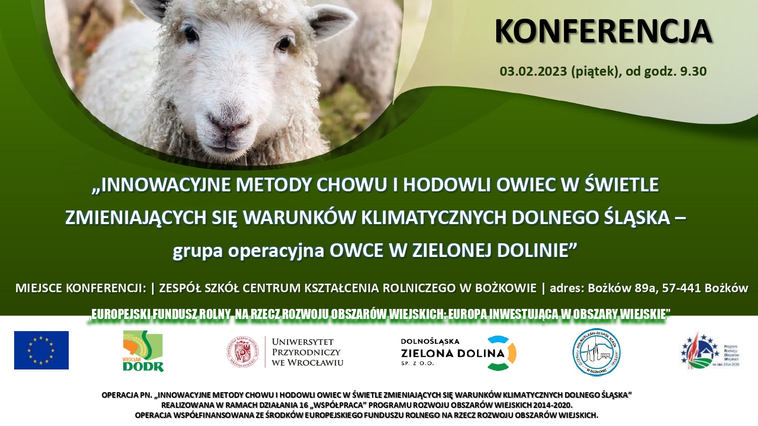 Zaproszenie do udziału w Konferencji projektowej: „Innowacyjne metody chowu i hodowli owiec”